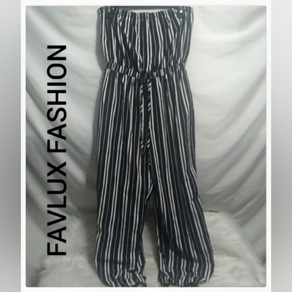 FAVLUX Pants - SALE! NWOT FAVLUX Fashion Striped Jumpsuit W Adjustable Waist Band Sz.M (BX36)